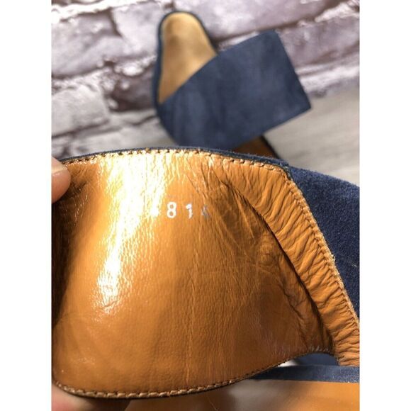 Aquatalia Blue Suede Leather Ankle Strap Heel Sandals Women’s Sz 11M US/42EU - Picture 13 of 16